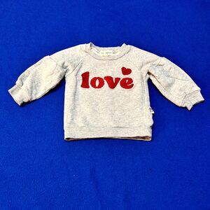 Rabbit + Bear by Emily and Oliver Sweatshirt Baby 12M Gray Love Terry Fleece
